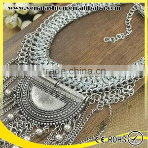 Long Silver Multilayer Tassel Coin Necklace, Coin Holder Necklace thumbnail-5
