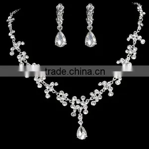 2016 Fashion Alloy Silver Plated Rhinestone Tiara Crown,Necklace,Earring Bridal Wedding Jewelry Set thumbnail-2