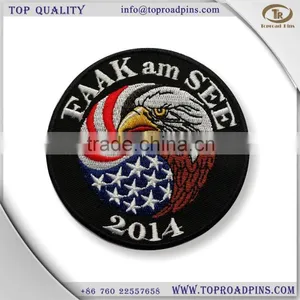 Cheap Custom Fabric Embroidery Eagle Patches With Self-adhesive ( Hot Cut Edge ) thumbnail-1