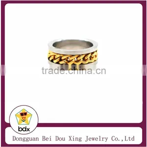 Punk Style Design With 18K Gold Plated Chain Stainless Steel 316 Fashion Ring thumbnail-2