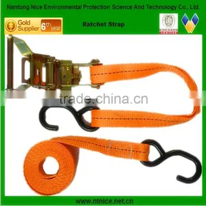Hot Sold 1'' x 10' Ratchet Strap Vinyl Coated S Hooks Buckle Tie Down Strap thumbnail-1