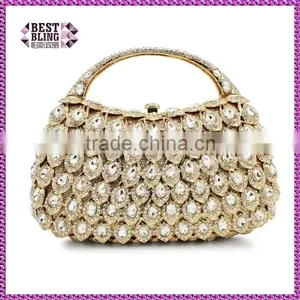 Hard Top Handle Gold Rhinestone Evening Clutch Bags Crystal Evening Purse Stone Party Handbag Purse (8760A-GS) thumbnail-1