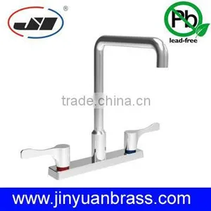Lead Free Brass Two Handle Kitchen Faucet Could and Hot High Quality thumbnail-1