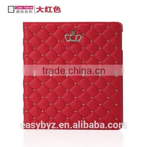 for Ipad 4/air/air 2/mini/mini 2 Quilted Crown Shape Case, With a Sleep Function Leather Shell, for Ipad Case thumbnail-3
