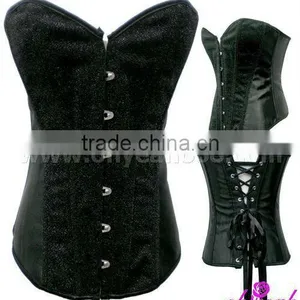 Overbust Pattern Sequin Type Black Color Sexy Ladies Tight Corset For Women thumbnail-1