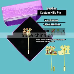 Customized Design Long Needle Hijiab Lapel Pin Badge thumbnail-1