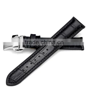 Men Waterproof Classic Head Layered Genuine Cow Leather Butterfly Clasp Watch Band 22mm 24mm thumbnail-2