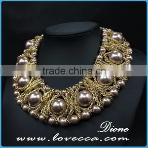 Hot Christmas Gift Jewelry Exaggerate Gold Chain Big Stone Collar Necklace thumbnail-3