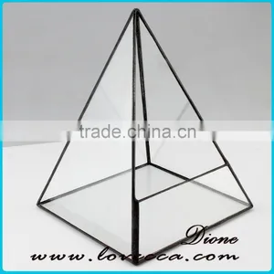 Unquie Shape Custom-made Home Garden Geometric Glass Terrarium Perfect With Black Metal Frame Lead and Nickle Free thumbnail-5
