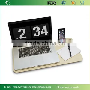 Premium Bamboo Mobile LapDesk (For 15" to 17" Laptops) With Desk Space thumbnail-2