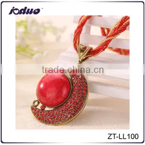 2016 Fashion National Style Moon Design Rhinestone Necklace thumbnail-1