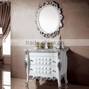 WTS3022 39 Inch Customized Wooden Classical Antique Bathroom Furniture in Cherry Yellow Finished thumbnail-5