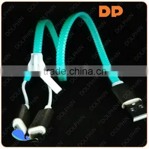New 2016 Gold Plated USB 2.0 2 in 1 Zipper Glowing in the Dark USB Cable thumbnail-4
