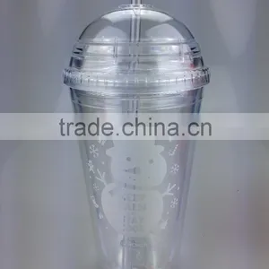 New Design Beautiful Cup Plastic Cup With Straw Drink Mug thumbnail-2