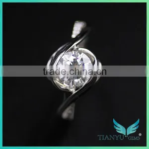 Wholesale Wedding Rings 14K 15K PT925 1ct Brililiant Round Cut Moissinite Diamond With Strong Fire thumbnail-1
