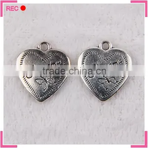 Engraved Name Alloy Pendants, Antique Imitate Silver Heart Shape Pendant thumbnail-1