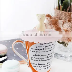 Cute Cartoon Leak Proof Soft Little White Cat Silicone Tea Cup Cover thumbnail-3