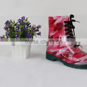 2016 Women Fashion Cheap Martens Plastic PVC Rain Boots With Shoelace thumbnail-1