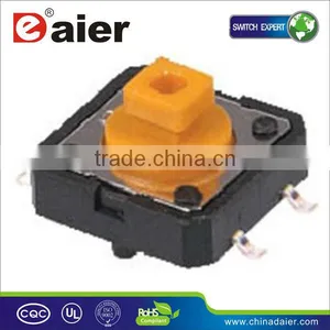 4 Pin 12MM Smd Typ 12*12*7.3 KFC Yellow Button Tact Switch thumbnail-1