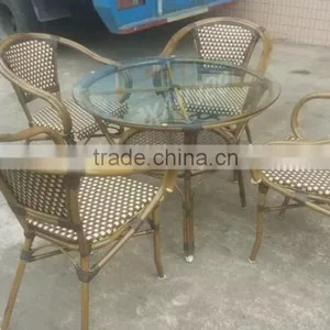YH-5037 Aluminum and Rattan Material Bamboo Look Dining Table and Chairs thumbnail-3