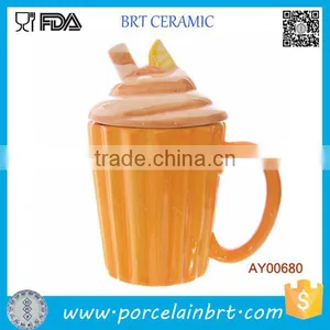 Cupcake Shaped Ceramic Dessert Cup With Lid thumbnail-1