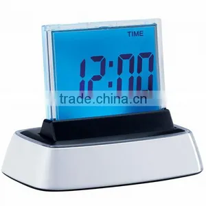 Popular Promotional Push Panel 7-Color Changing LCD Table Clock thumbnail-1