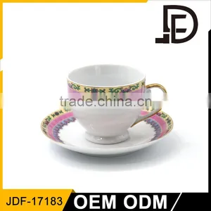 Wholesale or Bulk Vintage Style Fine Bone China Tea Cup and Saucer With Floral Pattern thumbnail-1