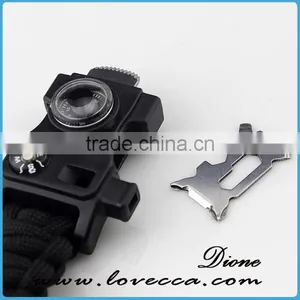 Black Multifunctional Compass Thermometer Clasp Paracord Bracelet thumbnail-5
