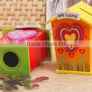 Kids Cartoon House Wooden Saving Box&money Box thumbnail-3