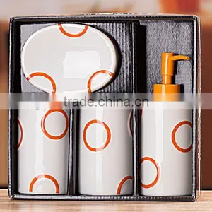 Ceramic Bathroom Set White With Round Circle Pattern thumbnail-6