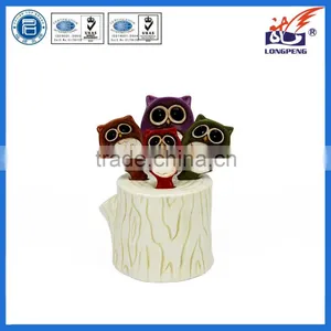 Adorable Owl Design Ceramic Spoon Utensil Holder-Set of 4,Hollow Interior Storage Holder Organizer,Kitchen Storage Crock thumbnail-1