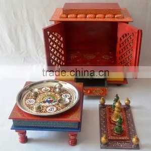 Beautifully Hand Painted Wooden Temple With Gate and Drawers thumbnail-5