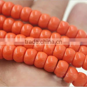 16 Inches 8x5mm Orange Abacus Coral Beads thumbnail-1