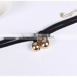 Gold Bell Charms Suede Leather Bracelet thumbnail-4