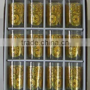 GH306 12pcs Glass Drinking Set With Bronzing Deco thumbnail-1