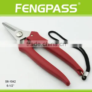 S6-1042 6-1/2'' Soft PP Handle With Stainless Steel Blade Cutting Snips Garden Scissors thumbnail-1