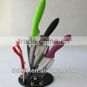 3"+6"+Peeler+ Knife Holder Sharp Kitchen Ceramic Cutlery Knives Set thumbnail-1