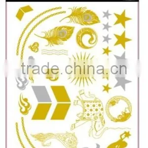 T005-007 Hotsale Special Design Cheap Gold and Silver Temporary Tattoo Glitter Removal Bulk Tattoo Sticker thumbnail-1