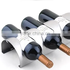 Modern Stainless Steel Wine Display Rack 3 Bottle Wine Stand thumbnail-1