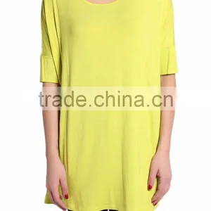 Fashion Woman Oversized Jersey Tee Short Sleeve Draped Solid Jersey Tunic Top Loose Fit Tee T-shirt Women Top Tee thumbnail-2