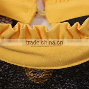 2015 Modern Solid Color Womens Clothing Ladies' Loose-fitting Laced Pleated Women's Sexy Apparel With Stand Collar thumbnail-3
