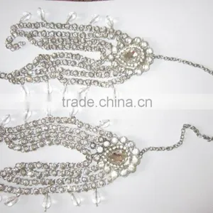 GOLD Tone Crystal PAYAL Anklets Pair With Toe Ring Barefoot Sandal thumbnail-5