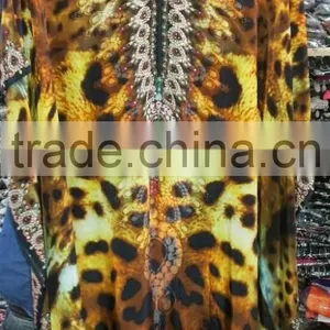 Multicolor CAFTAN Digital Print Crepe Silk LONG Kaftan Tunic Poncho thumbnail-2