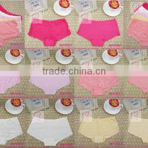 Open Hot Sex Girl Photo of Sexy Stock Products Sexy Boyshort Panties Front Transparent Floral Lace With Bow Back Bamboo Fabric thumbnail-1