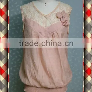 Fashion Garment Nice Lace Neck Design Ladies Blouse thumbnail-1
