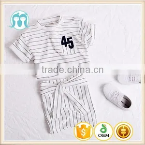 Wholesale Girls Striped Clothing Sets Jersey Sports Casual Clothing Sets thumbnail-1
