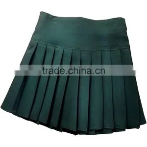 Fantastic Quality Girls Cotton Twill Khaki Bow Pocket Pleated School Uniform Skirt thumbnail-1