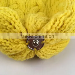 Myfur New Color Yellow Adults Large Raccoon Fur Ball Winter Knit Hat thumbnail-4
