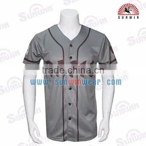 2017 Latest Design Mens Great Solid Wholesale Blank Baseball Jerseys Tees Tops Shirts thumbnail-3