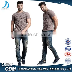 Top Sale New Design Autumn Customized Blue Hole Design Denim Ripped Jeans Men 2017 Denim thumbnail-1